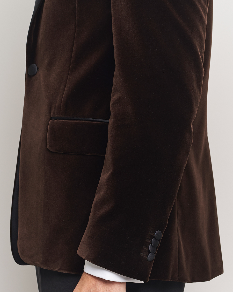 Heren | Blazers | Oscar Jacobson | Frampton Velvet Tuxedo Blazer Brown