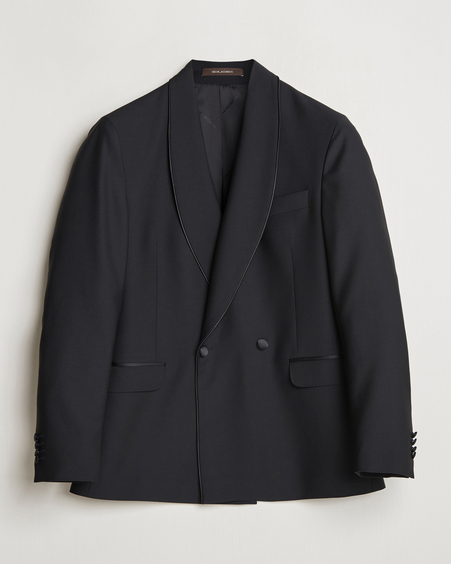 Heren | Blazers | Oscar Jacobson | Fattore Double Breasted Tuxedo Blazer Black