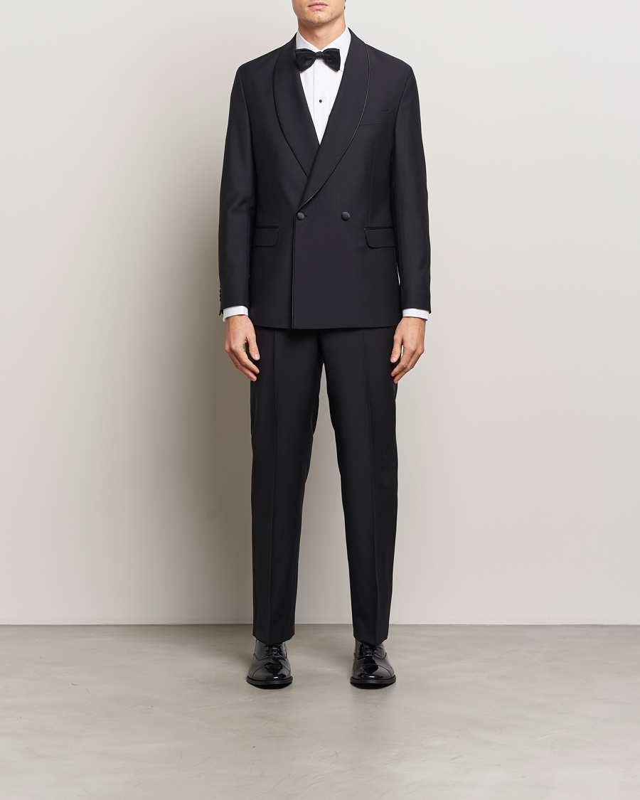 Heren | Blazers | Oscar Jacobson | Fattore Double Breasted Tuxedo Blazer Black
