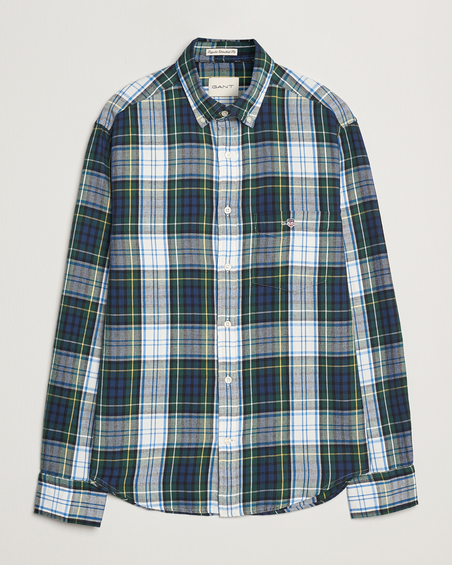 Homme | Chemises | Gant | Regular Flannel Check Shirt Tartan Green