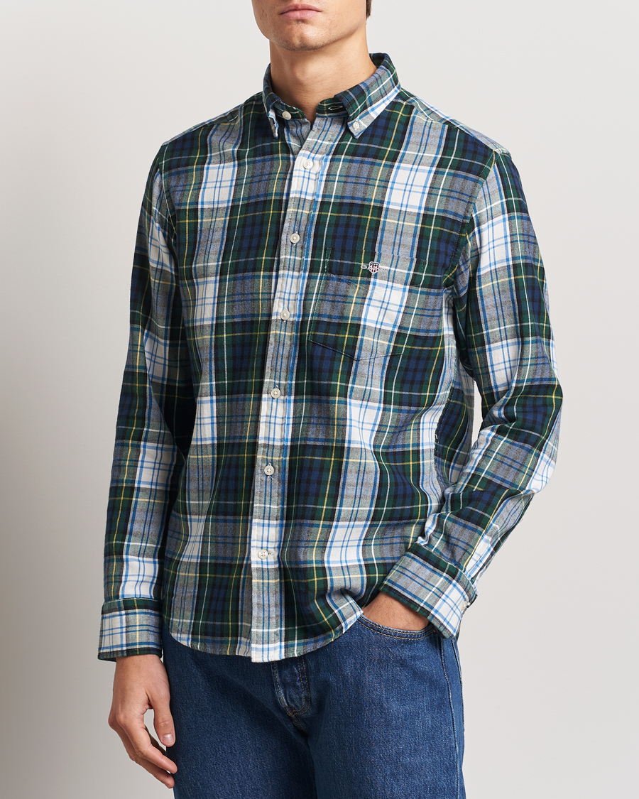 Homme | Chemises | Gant | Regular Flannel Check Shirt Tartan Green