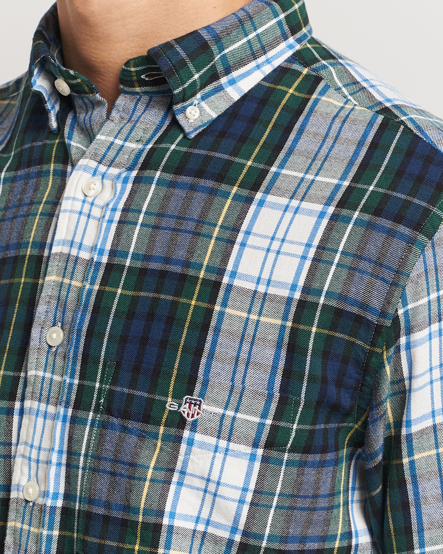 Homme | Chemises | Gant | Regular Flannel Check Shirt Tartan Green