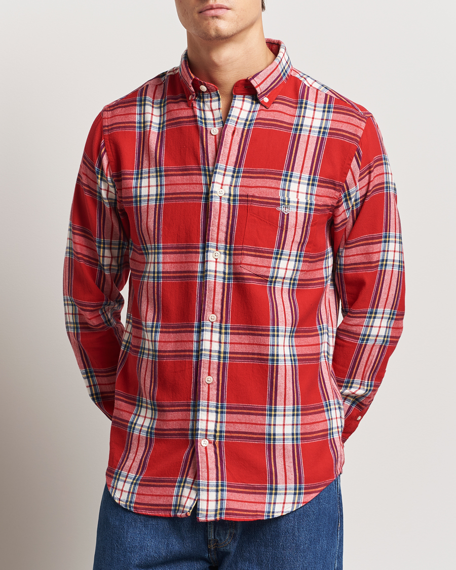 Heren | Overhemden | GANT | Regular Flannel Check Shirt Ruby Red