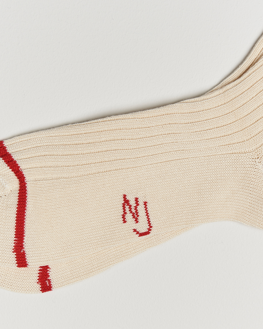 Heren | Ondergoed | Nudie Jeans | Retro Tennis Socks Off White/Red