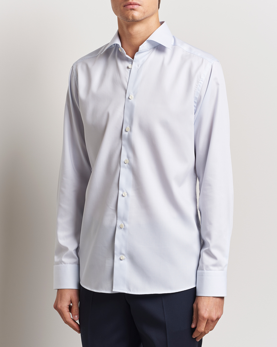 Heren | Overhemden | Eton | Slim Fit Twill Hairline Stripe Shirt Blue/White
