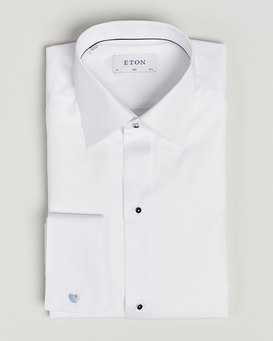 Homme | Chemises | Eton | Slim Fit Plissé Tuxedo Shirt White