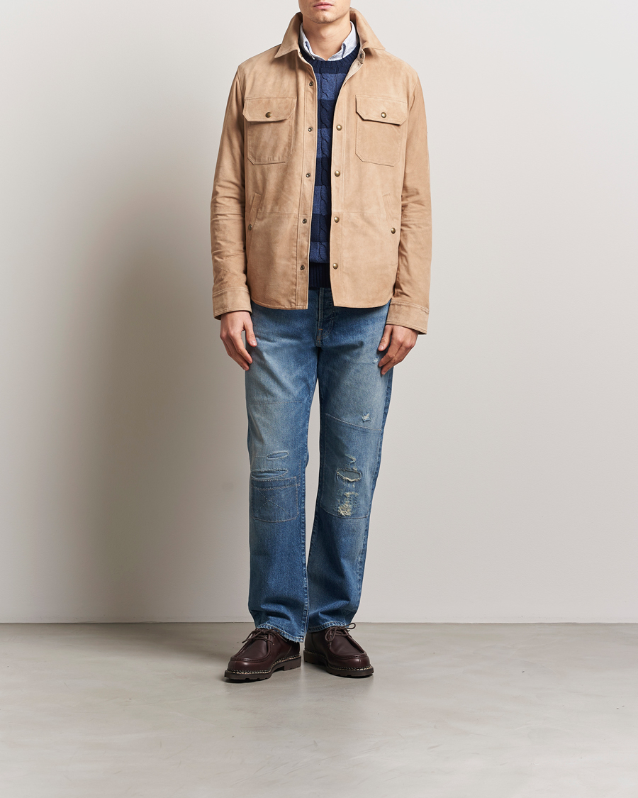Heren | Jassen | Polo Ralph Lauren | Reversible Lined Suede Shirt Jacket Khaki/Grey