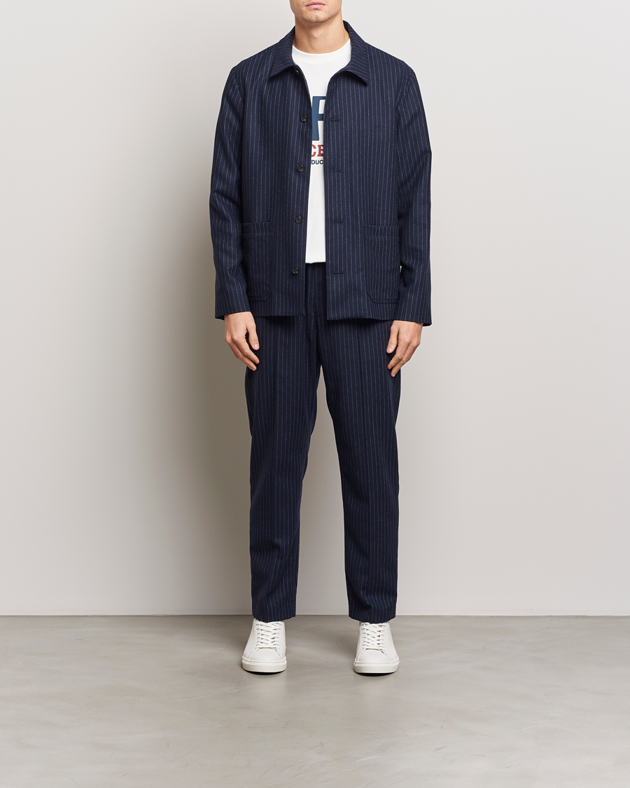 Homme | Manteaux Et Vestes | A.P.C. | Wool Pinstriped Shirt Jacket Dark Navy