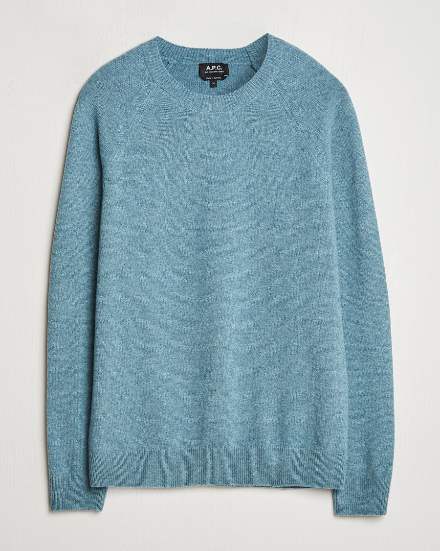 Heren | Truien | A.P.C. | Pierre Lambswool Sweater Blue Melange