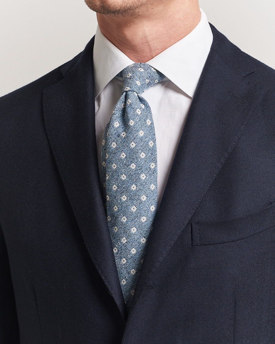 Homme | Cravates | Amanda Christensen | Silk/Cotton Bourette 8cm Tie Sky Blue