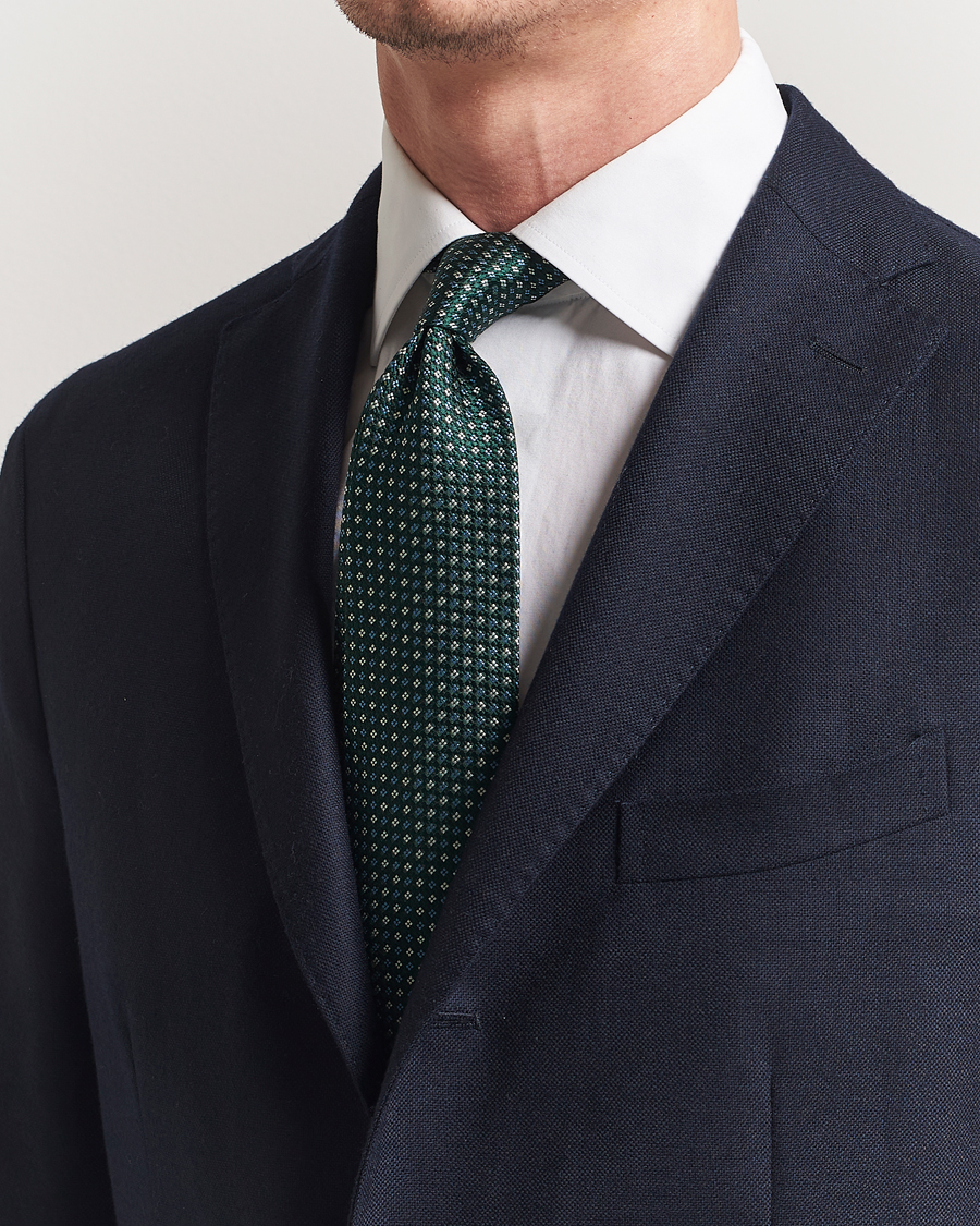Homme | Amanda Christensen Silk Printed Flower 8cm Tie Green | Amanda Christensen | Silk Printed Flower 8cm Tie Green