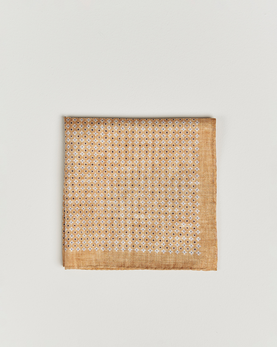 Homme | Pochettes De Costume | Amanda Christensen | Silk Twill Printed Flower Pocket Square Yellow