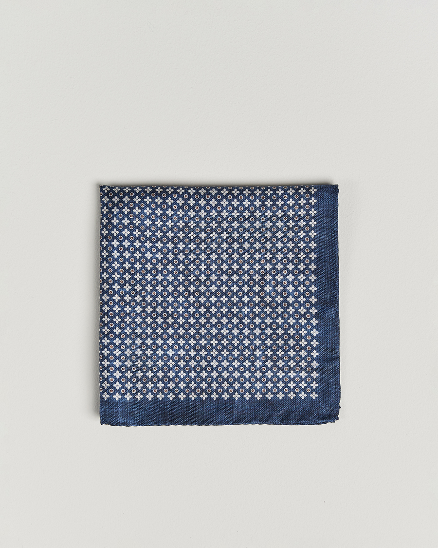 Heren | Pochets | Amanda Christensen | Silk Twill Printed Flower Pocket Square Navy