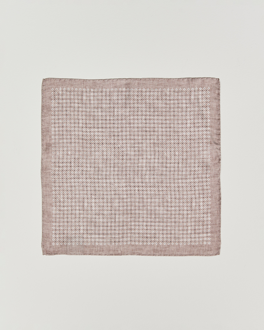 Heren | Pochets | Amanda Christensen | Silk Twill Printed Flower Pocket Square Sand