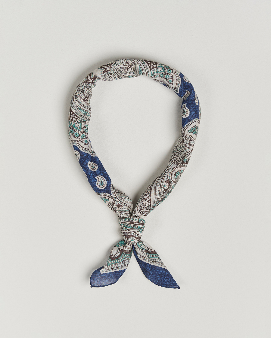 Heren | Sjaals | Amanda Christensen | Cotton Voilé Printed Paisley Bandana Navy
