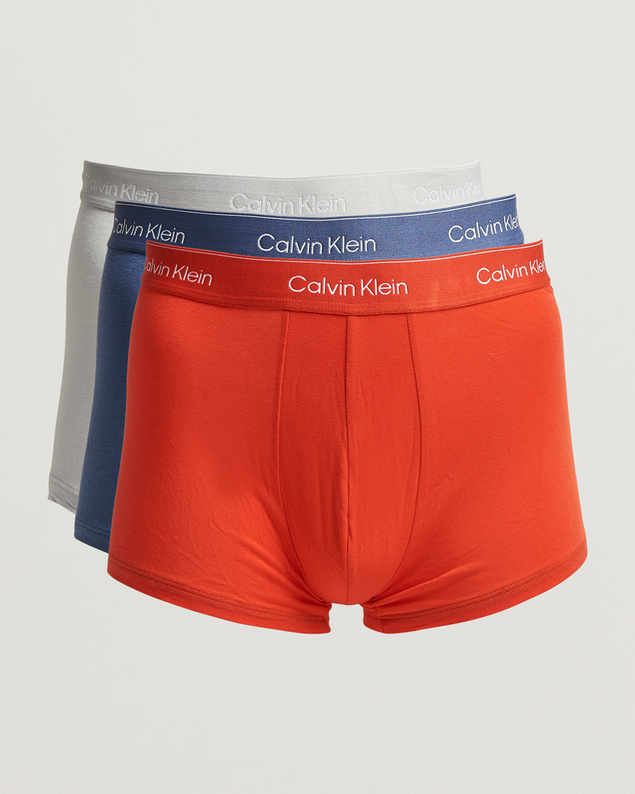 Heren | Ondergoed | Calvin Klein | 3-Pack Icon Cotton Stretch Low Rise Trunk Blue/Grey/Red