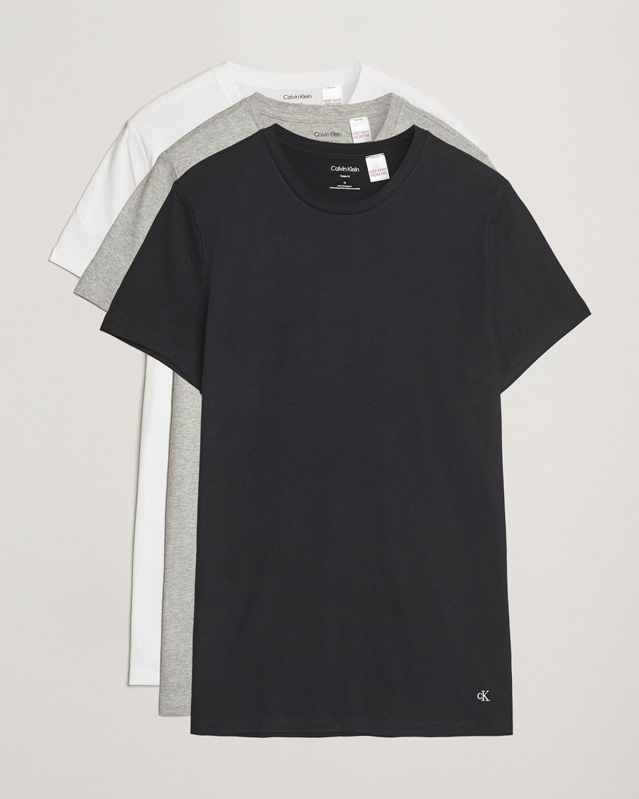 Heren | T-shirts | Calvin Klein | 3-Pack Cotton Crew Neck T-Shirt White/Black/Grey