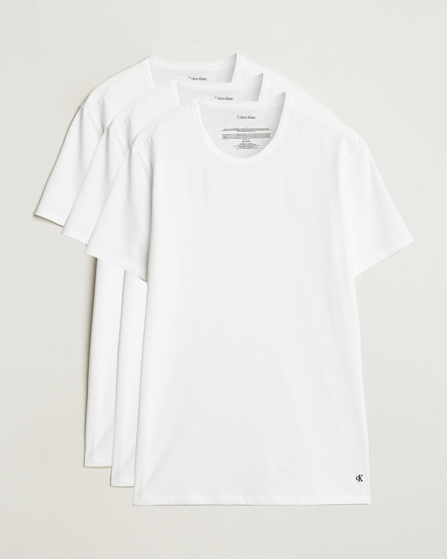 Homme | T-shirts | Calvin Klein | 3-Pack Cotton Stretch Crew Neck T-Shirt White