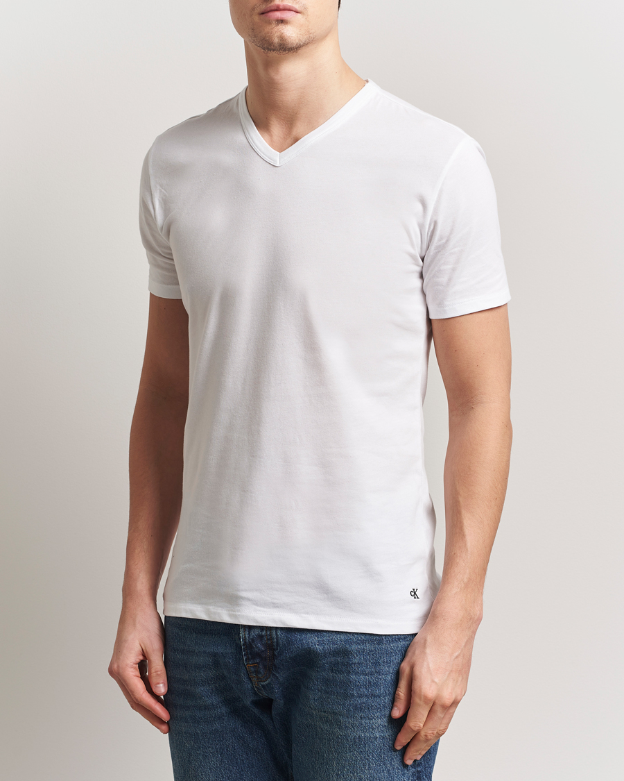 Heren | T-shirts | Calvin Klein | 3-Pack Cotton Stretch V-Neck T-Shirt White