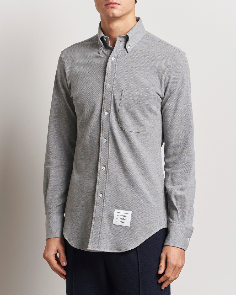 Heren | Overhemden | Thom Browne | Button Down Piquet Shirt Light Grey