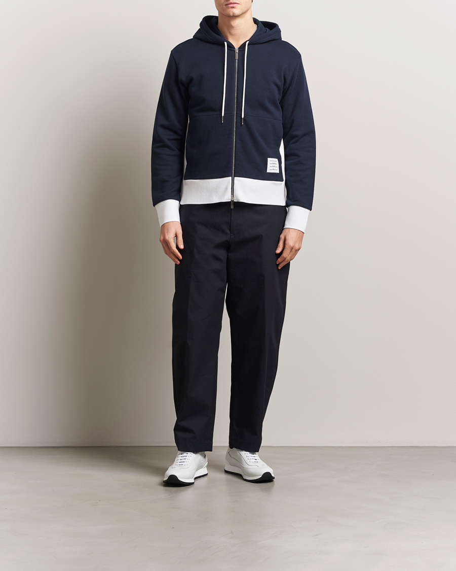 Heren | Truien | Thom Browne | Color Block Zip Hoodie Navy