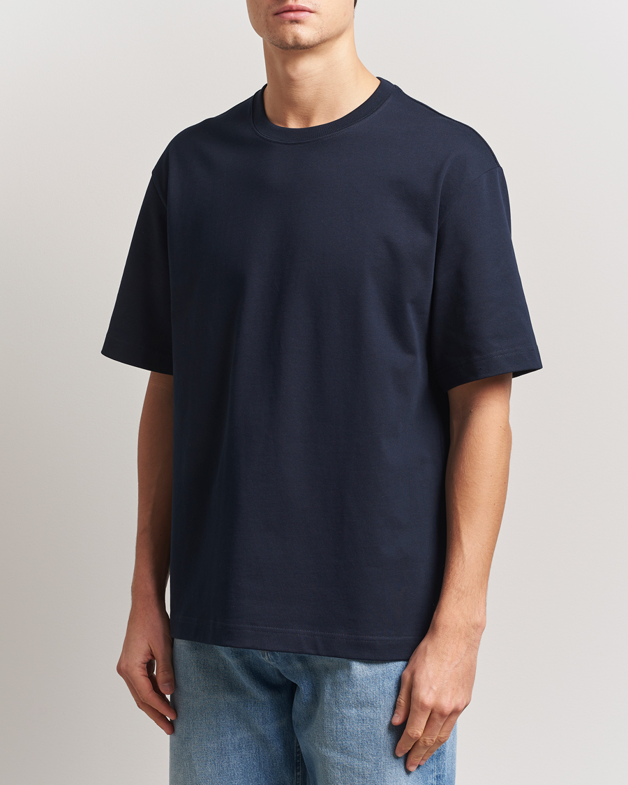 Homme | T-shirts | Filippa K | Heavy Cotton Crew Neck T-Shirt Navy