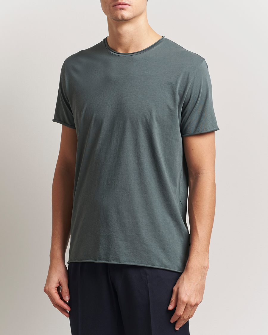 Heren | T-shirts | Filippa K | Roll Neck Crew Neck T-Shirt Green Grey