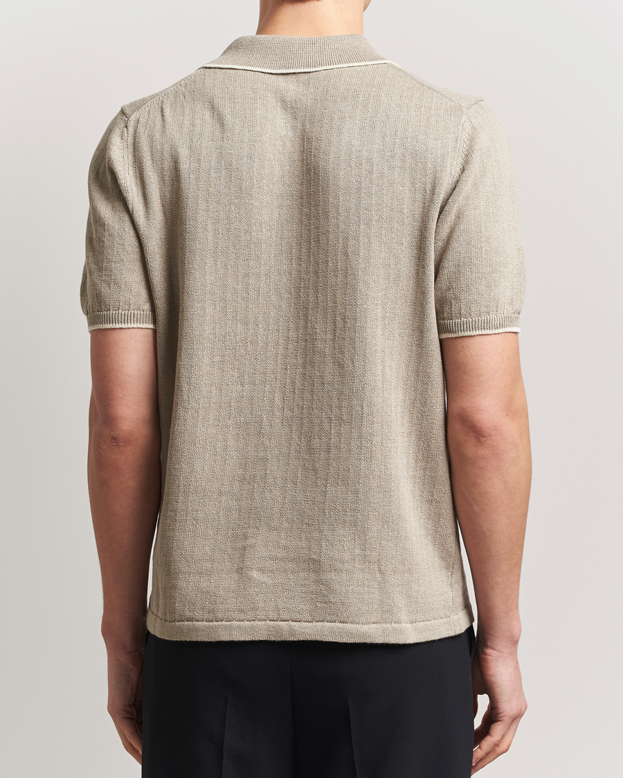Homme | Polos | Filippa K | Linen Cotton Knitted Polo Moss Grey