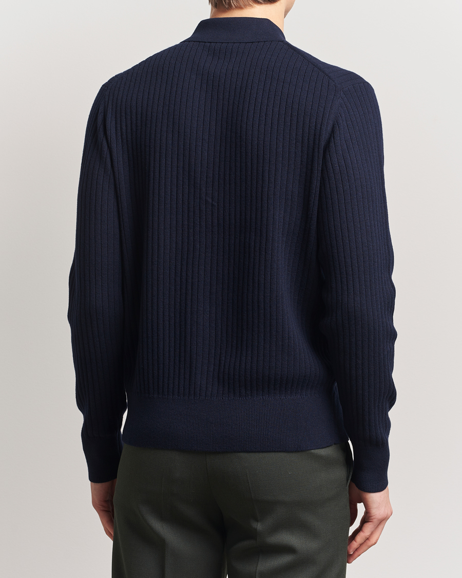 Homme | Pulls Et Tricots | Filippa K | Cotton Merino Ribbed Knitted Cardigan Navy