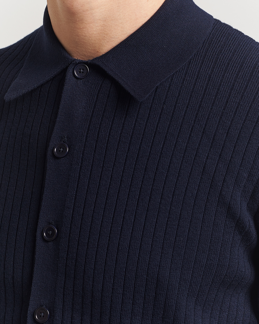Homme | Pulls Et Tricots | Filippa K | Cotton Merino Ribbed Knitted Cardigan Navy