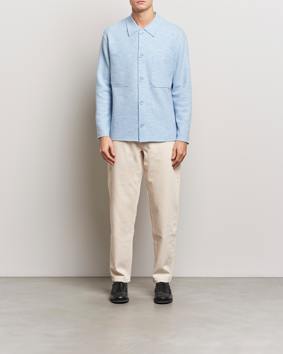 Heren | Truien | NN07 | Jonas Boiled Wool Cardigan Powder Blue