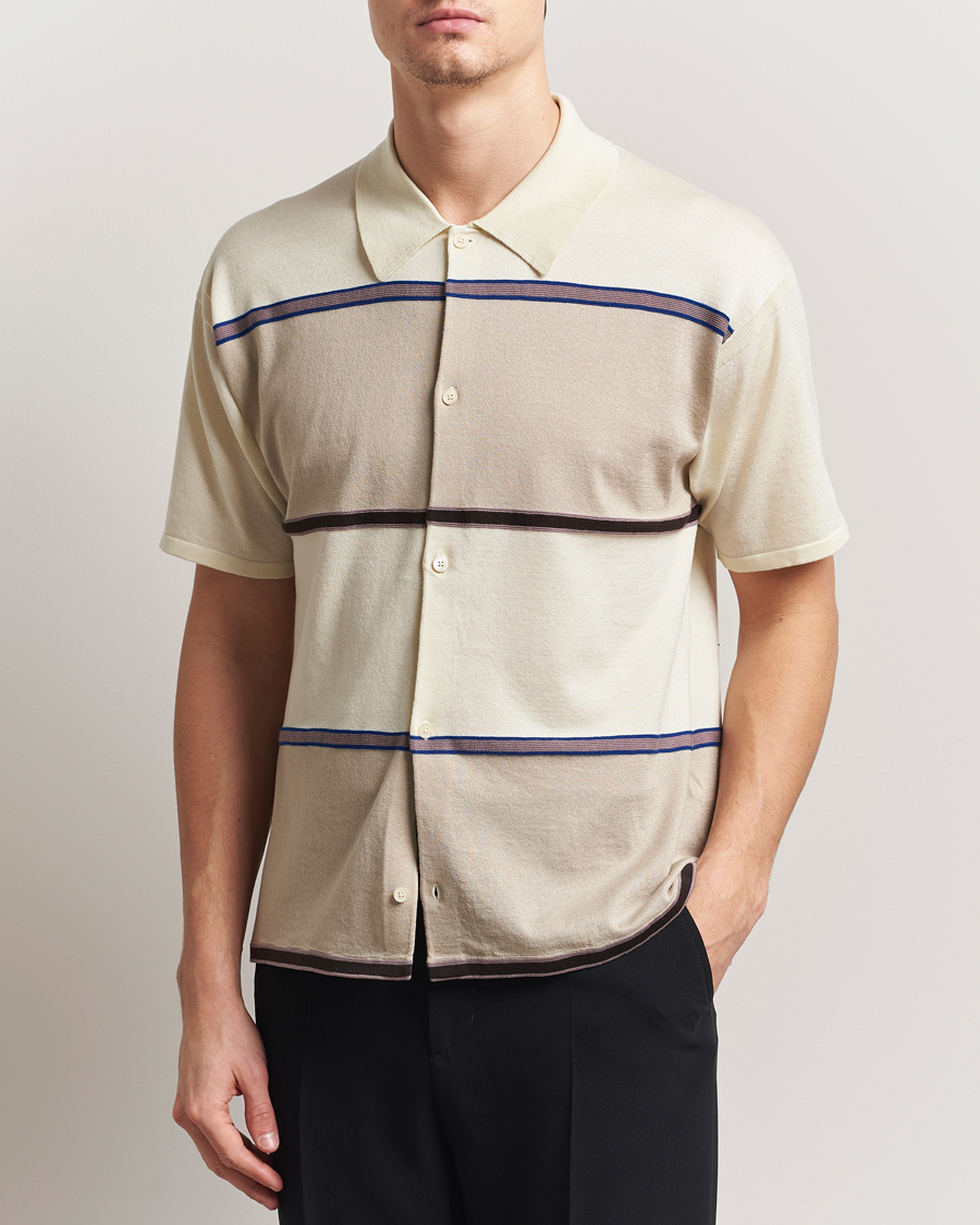 Heren | Overhemden | Paul Smith | Cotton Striped Knitted Short Sleeve Shirt White