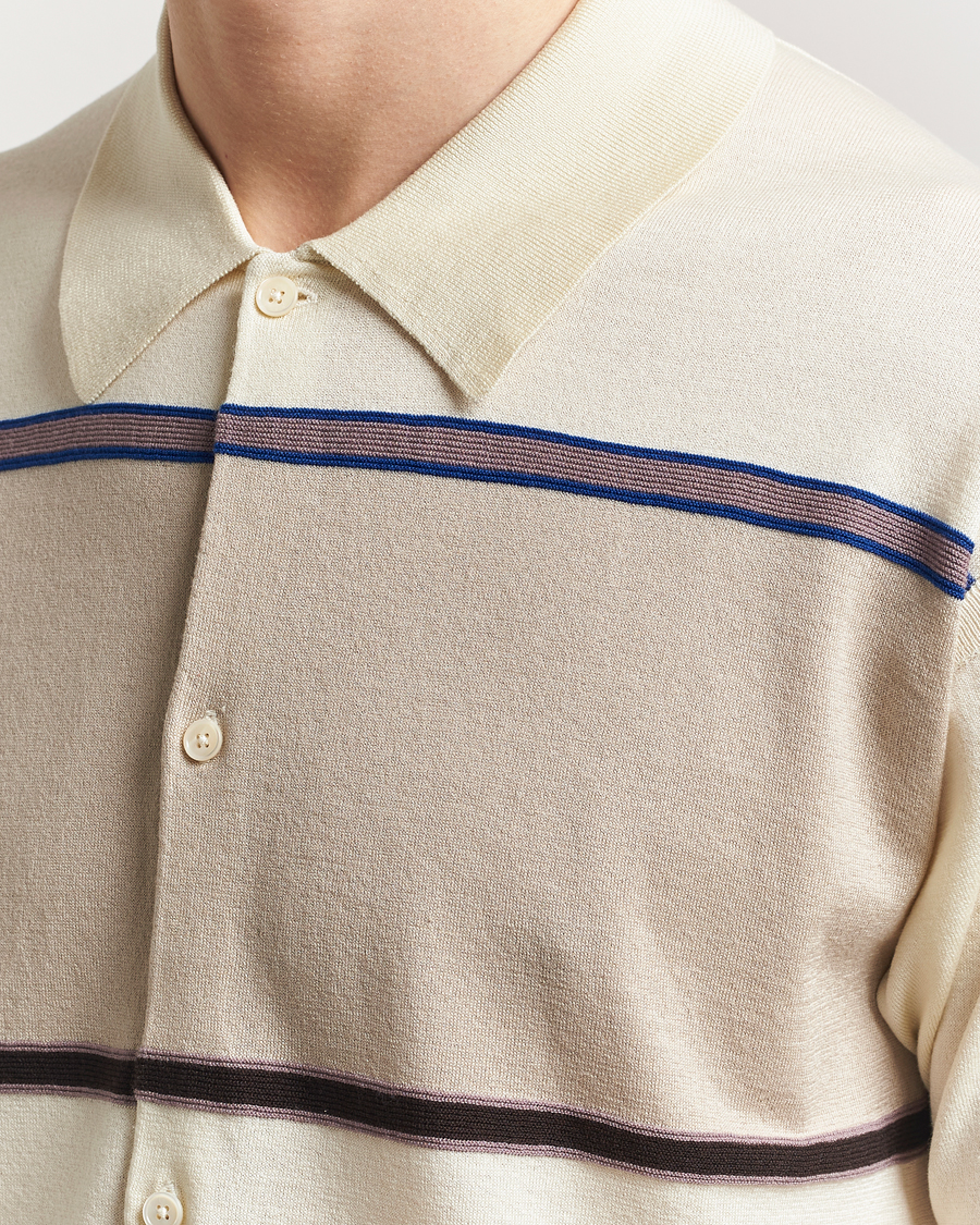 Heren | Overhemden | Paul Smith | Cotton Striped Knitted Short Sleeve Shirt White