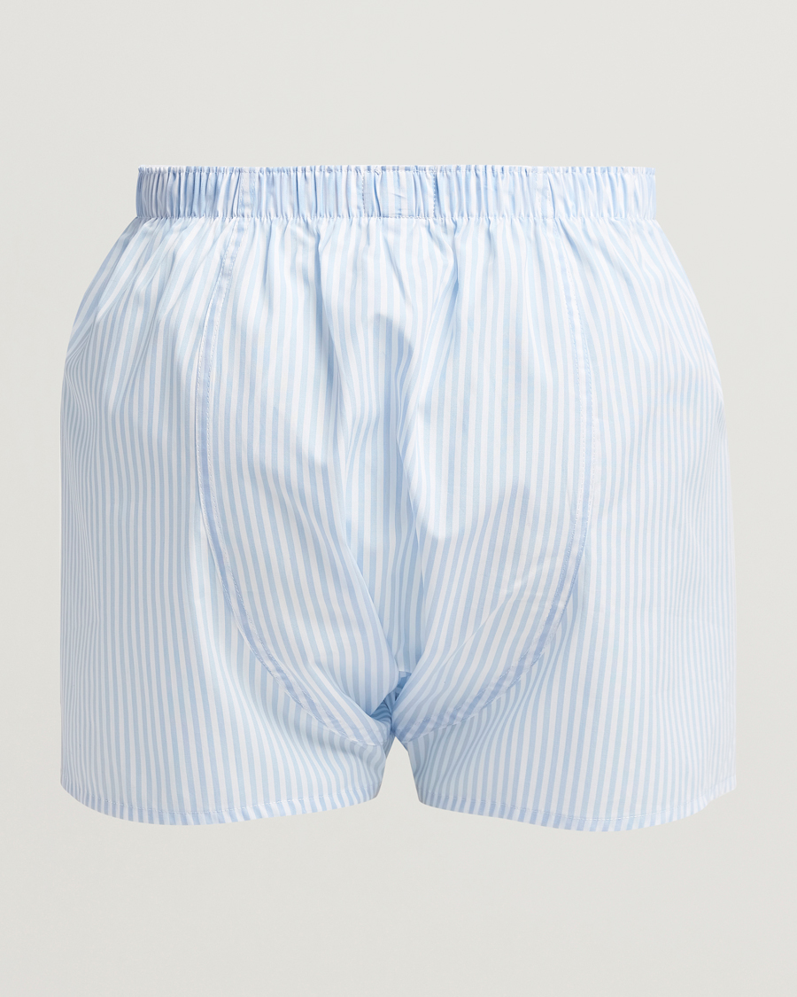 Heren | Ondergoed | Sunspel | Classic Woven Cotton Boxer Shorts Light Blue