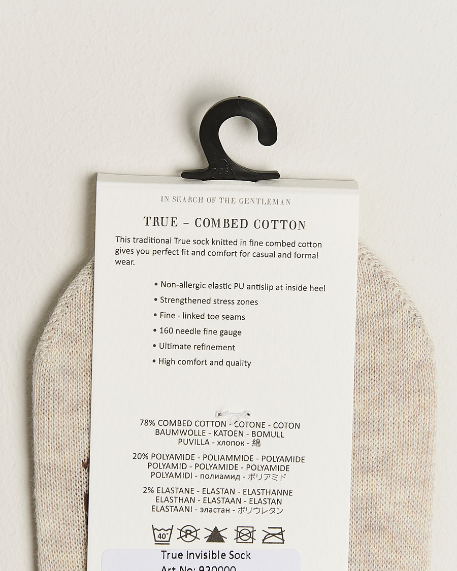 Heren | Ondergoed | Amanda Christensen | 3-Pack True Cotton Invisible Socks Sand Melange