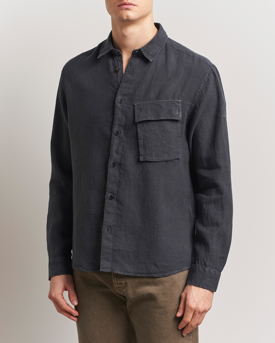 Heren | Overhemden | Belstaff | Scale Linen Shirt Washed Black