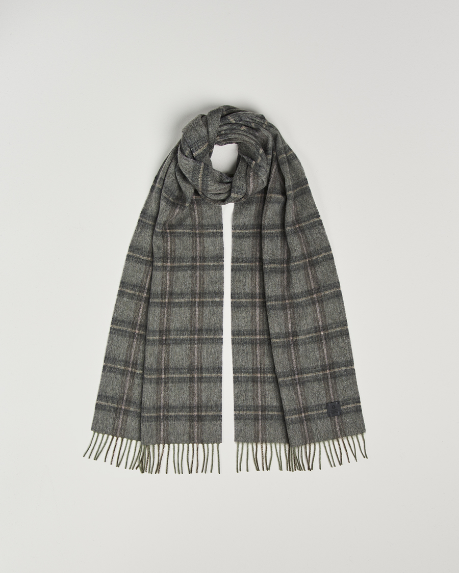 Homme | Amanda Christensen Wool Checked Scarf Olive Melange | Amanda Christensen | Wool Checked Scarf Olive Melange