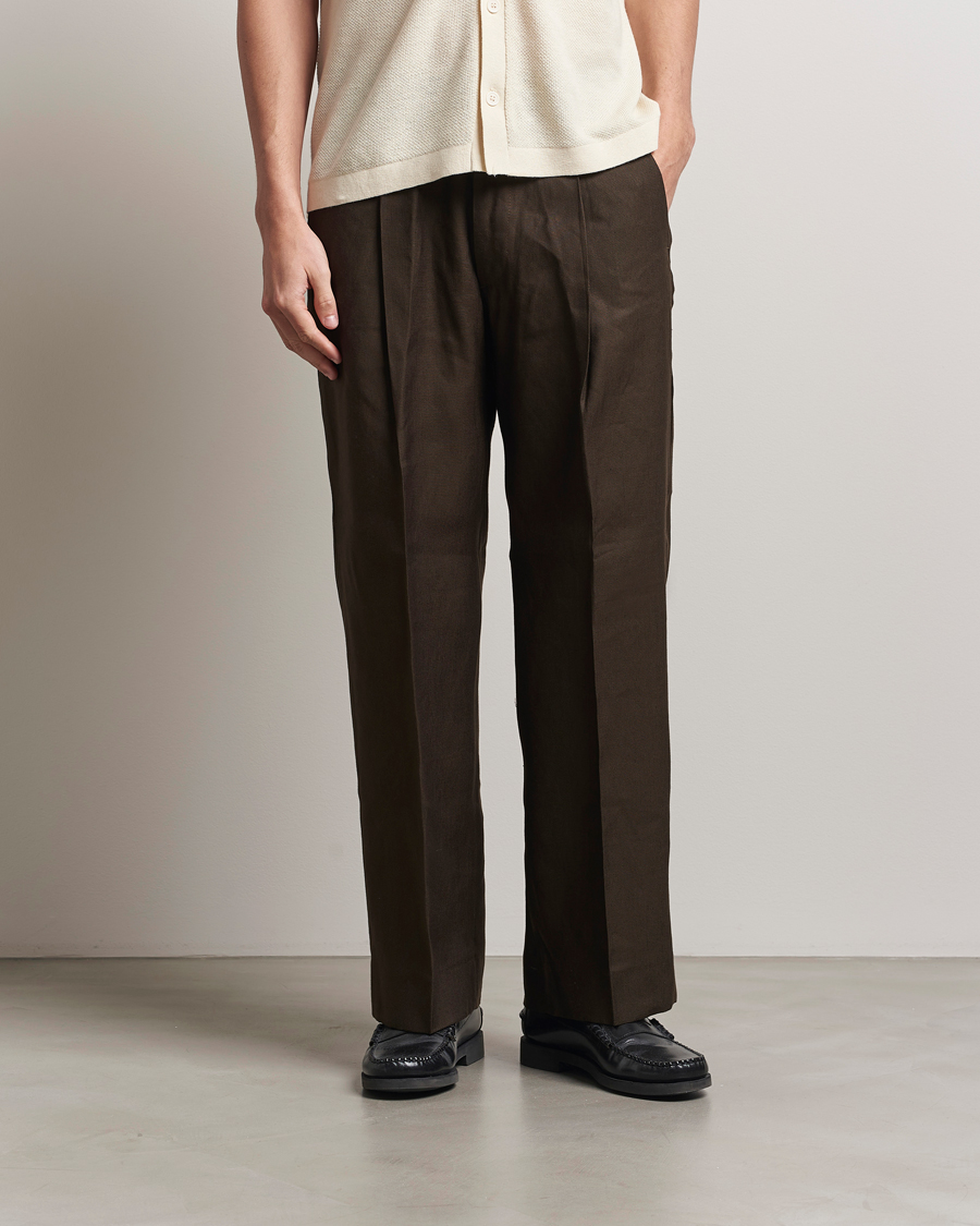 Heren | Broeken | NN07 | Kay Linen/Viscose Drawstring Trousers Demitasse Brown