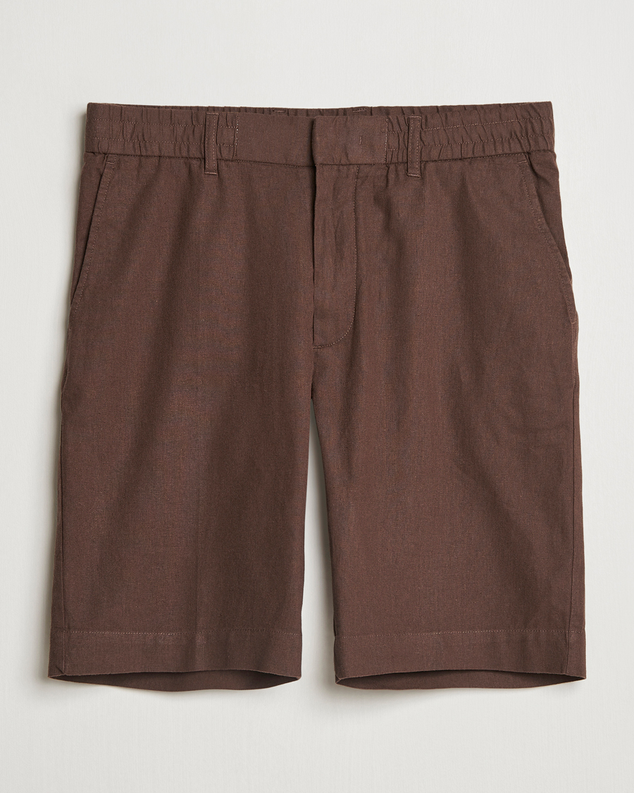 Heren | Korte broek | NN07 | Billie Cotton/Linen Drawstring Shorts Demitasse Brown