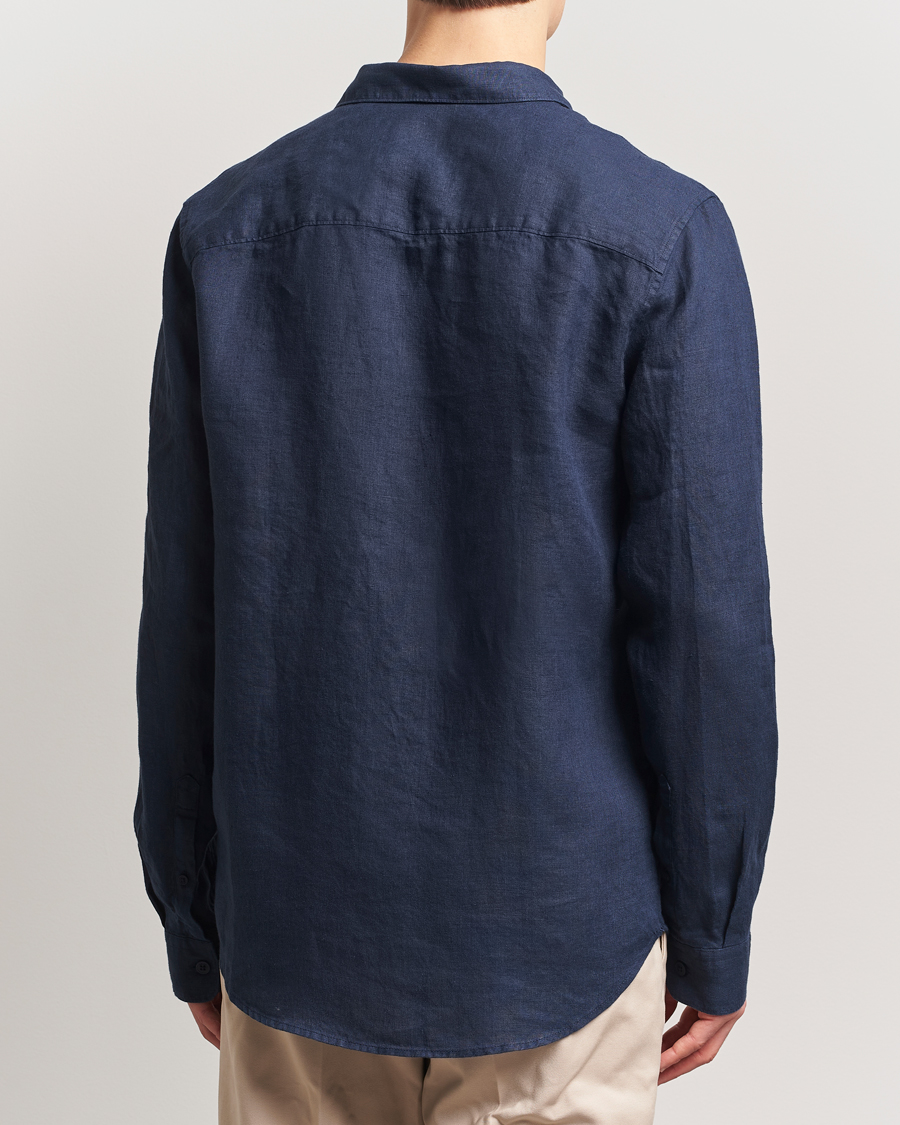 Heren | Overhemden | NN07 | Enzo Linen Shirt Navy Blue
