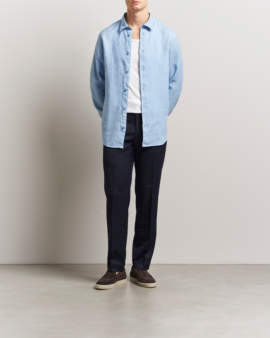 Heren | Overhemden | NN07 | Enzo Linen Shirt Cerulan Blue