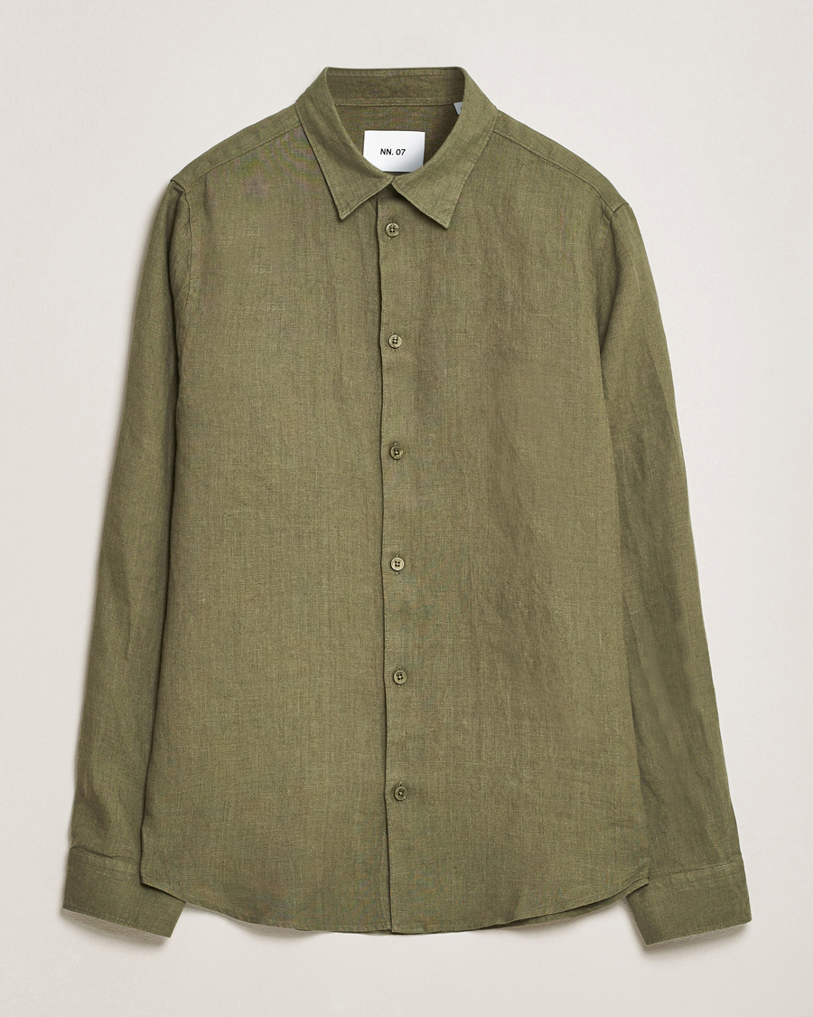 Heren | Overhemden | NN07 | Enzo Linen Shirt Capers Green