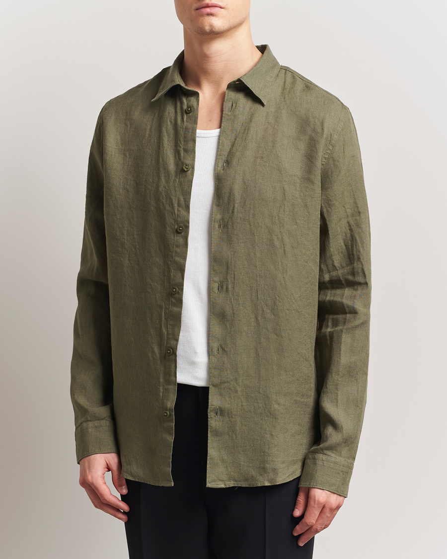 Homme | Chemises | NN07 | Enzo Linen Shirt Capers Green