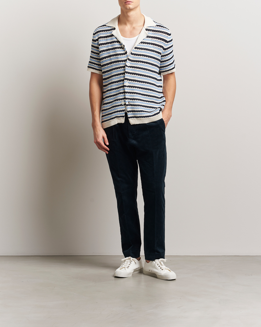 Homme | Chemises | NN07 | Henry Knitted Short Sleeve Shirt Blue Multi