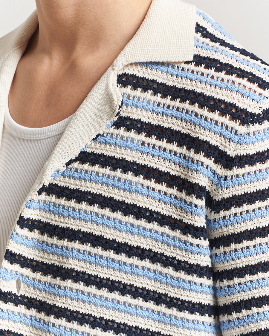Homme | Chemises | NN07 | Henry Knitted Short Sleeve Shirt Blue Multi