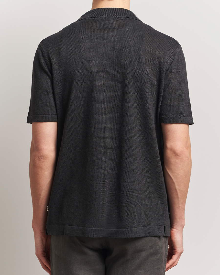 Heren | Overhemden | NN07 | Henry Printed Knitted Short Sleeve Shirt Black