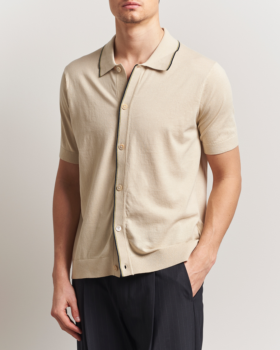Homme | Chemises | NN07 | Nolan Paspoal Knitted Short Sleeve Shirt Ecru