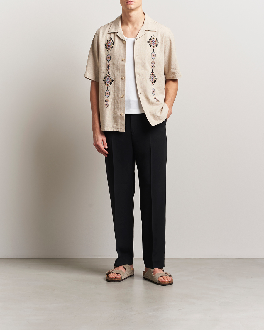 Homme | Chemises | NN07 | Ole Printed Short Sleeve Shirt Oat