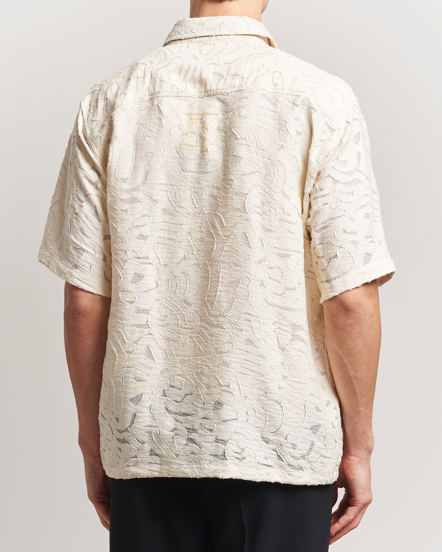 Heren | Overhemden | NN07 | Freddy Transparent Knitted Short Sleeve Shirt Ivory