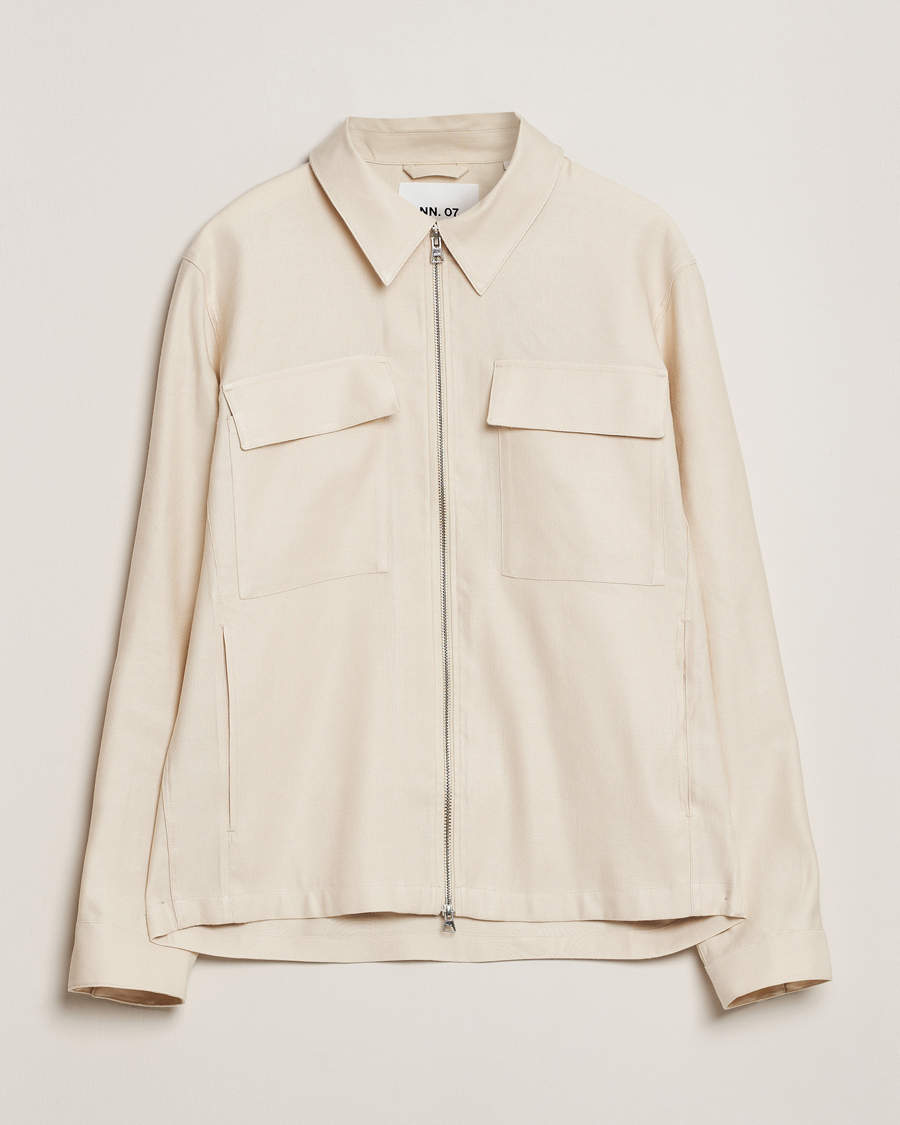 Heren | Overhemden | NN07 | Alban Cotton/Linen Overshirt Ivory